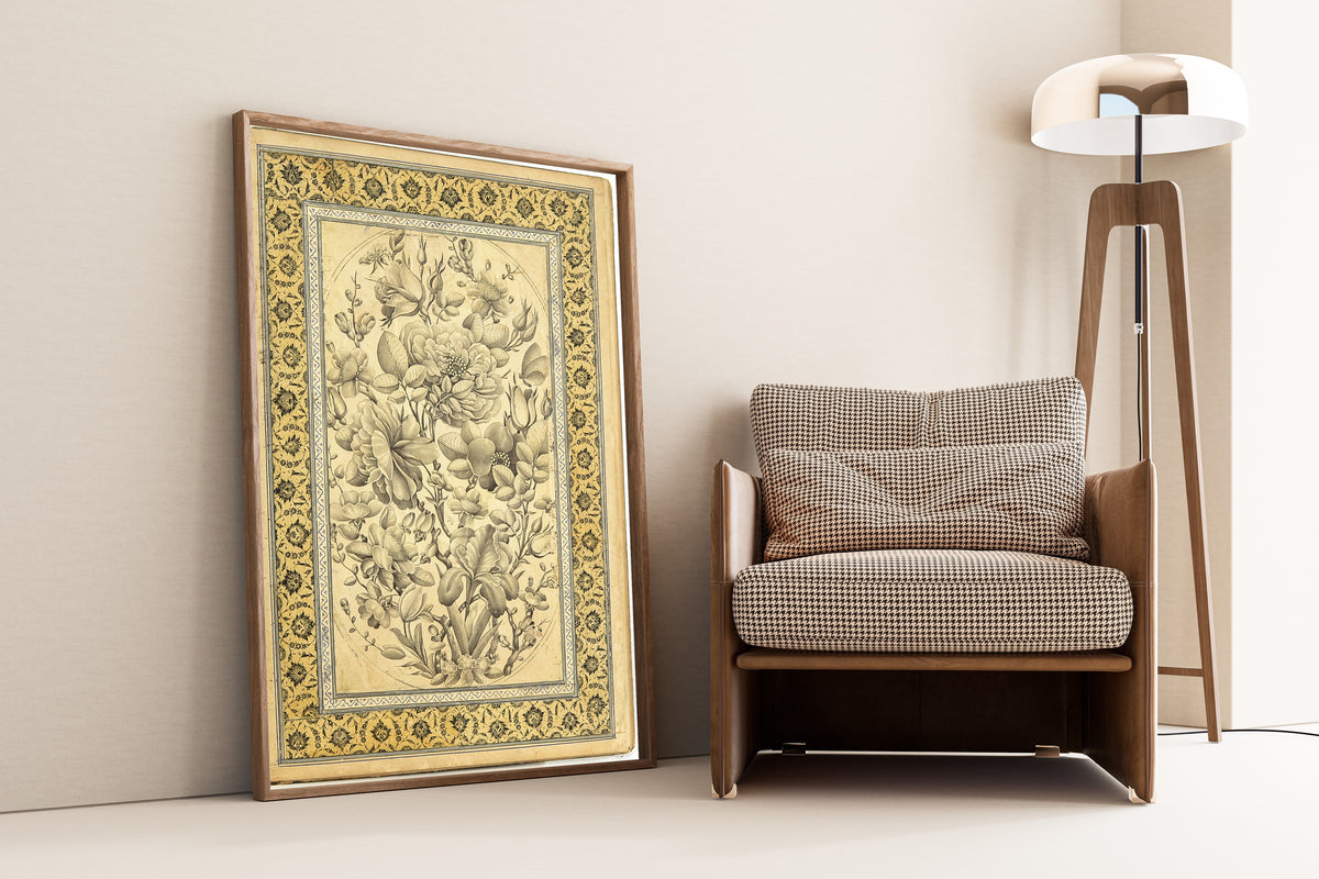 Fathallah Shirazi — Album of Flower Paintings: Bouquet with Tulips | Persian Miniature Art Print