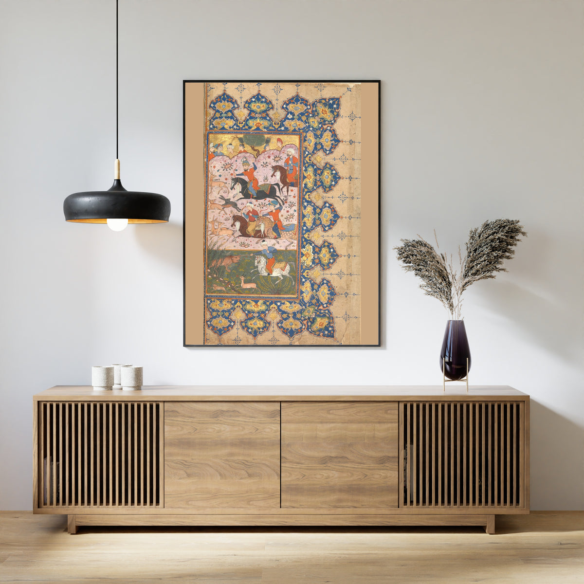 Persian Miniature — Masnavi of Jalal al-Din Rumi: A Hunting Scene | Persian Miniature Art Print