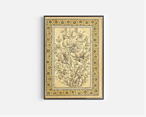 Fathallah Shirazi — Album of Flower Paintings: Bouquet with Tulips | Persian Miniature Art Print