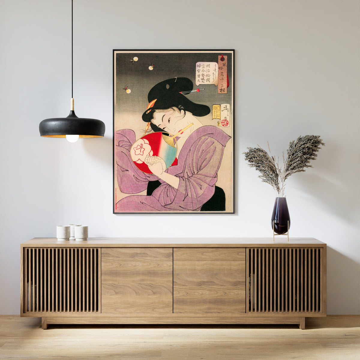 Tsukioka Yoshitoshi — Looks Happy (Meiji-era geisha) | Japanese Woodblock Print (Ukiyo-e) - 9ArtPrints