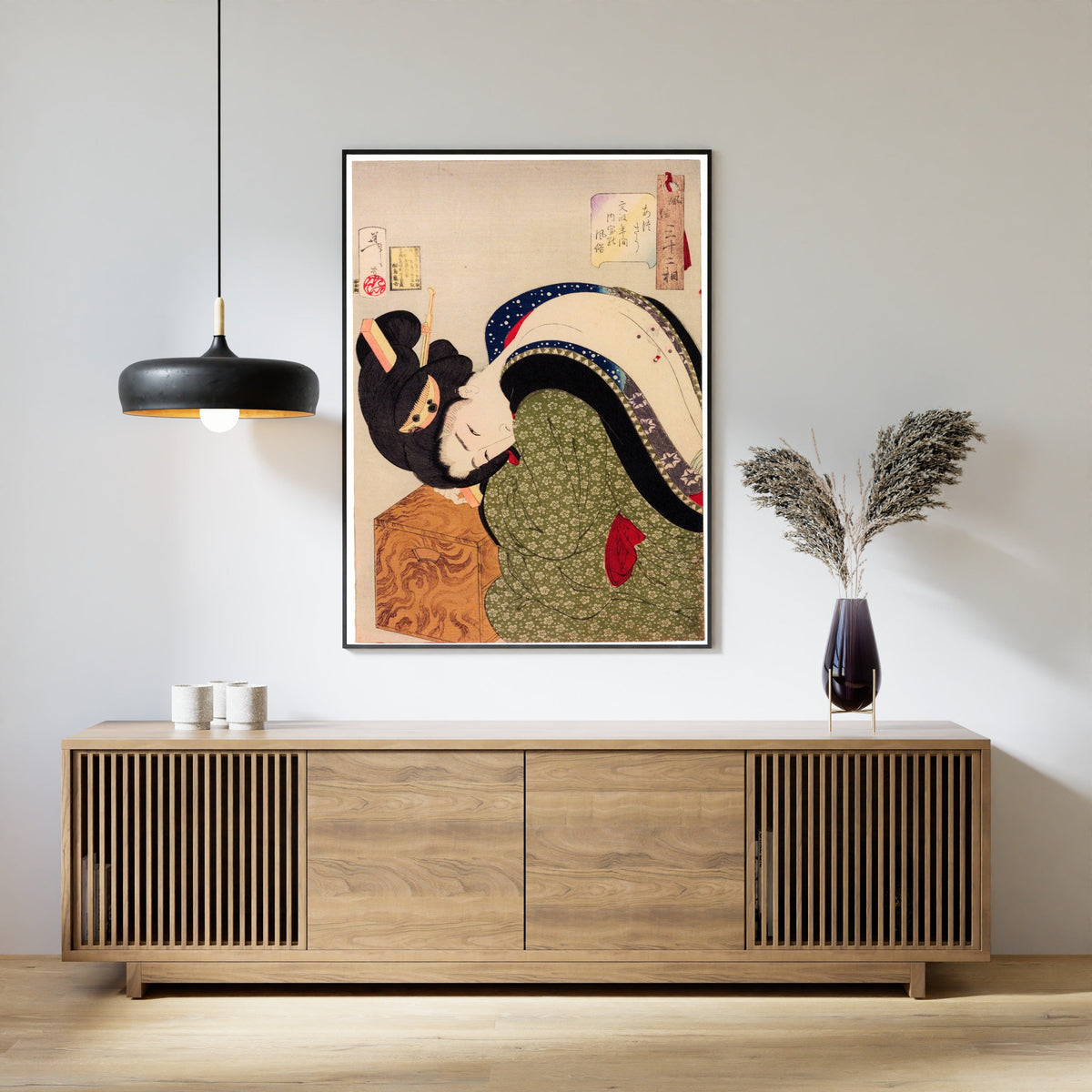 Tsukioka Yoshitoshi — Looks Hot (Bunsei-era geisha) | Japanese Woodblock Print (Ukiyo-e) - 9ArtPrints