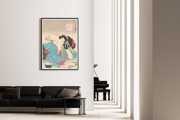 Tsukioka Yoshitoshi — Looks Slovenly (Kansei-era Kyoto geiko) | Japanese Woodblock Print (Ukiyo-e)