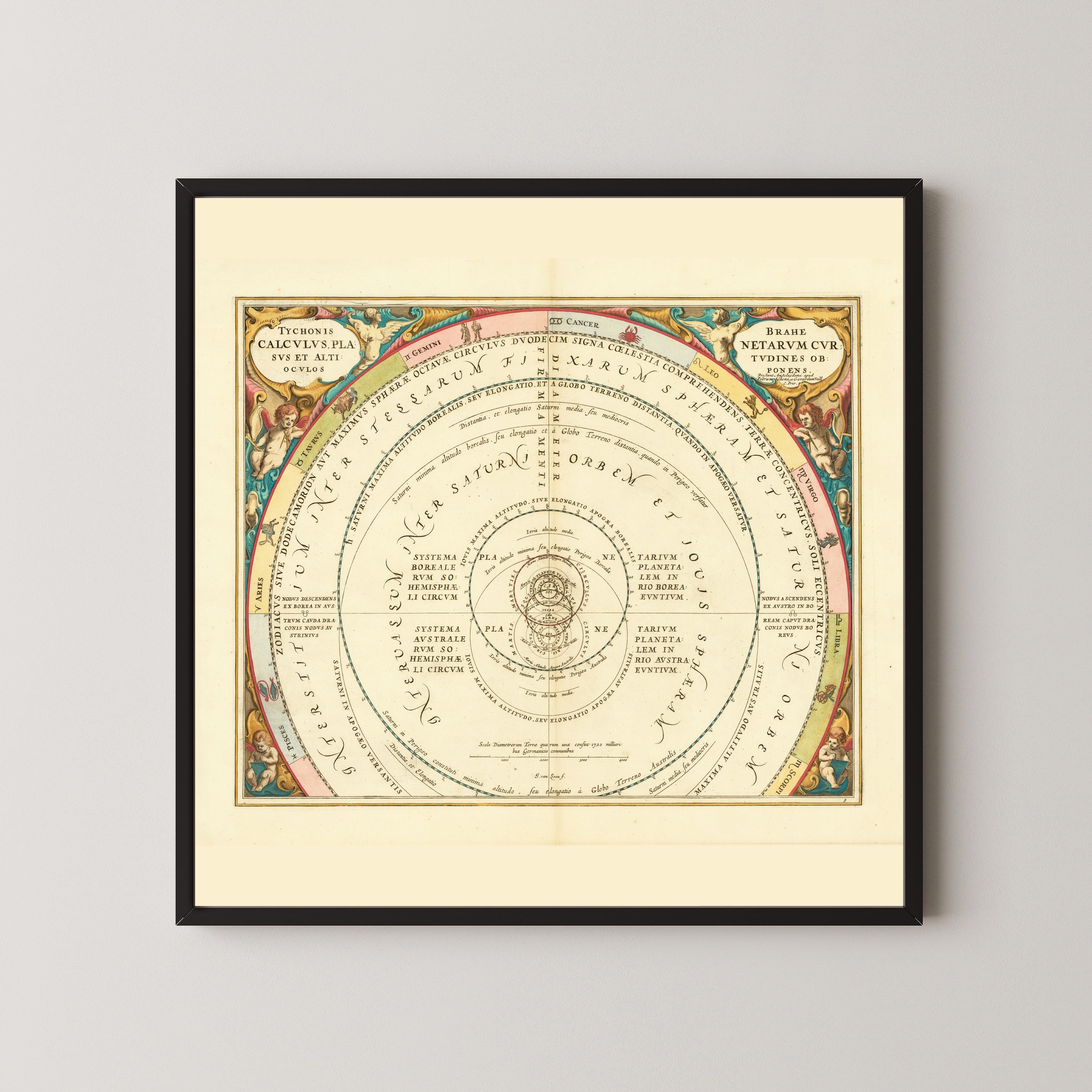 Andreas Cellarius — Tycho Brahe's Calculation of the Planetary Courses (Plate 9) | Celestial Map Print
