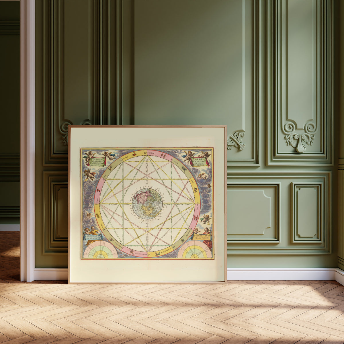 Andreas Cellarius — The Aspects, Oppositions and Conjunctions of the Planets (Plate 15) | Celestial Map Print
