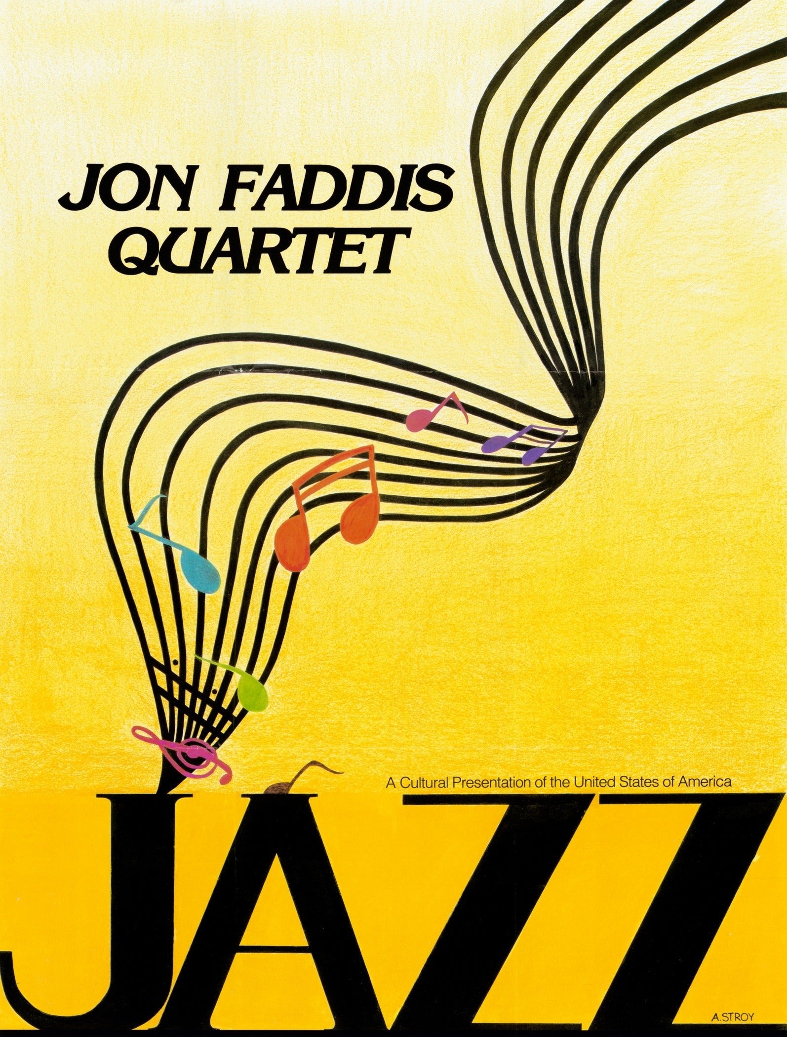 USIA — Jon Faddis Quartet | Vintage Cold War Jazz Poster in Yellow - 9ArtPrints