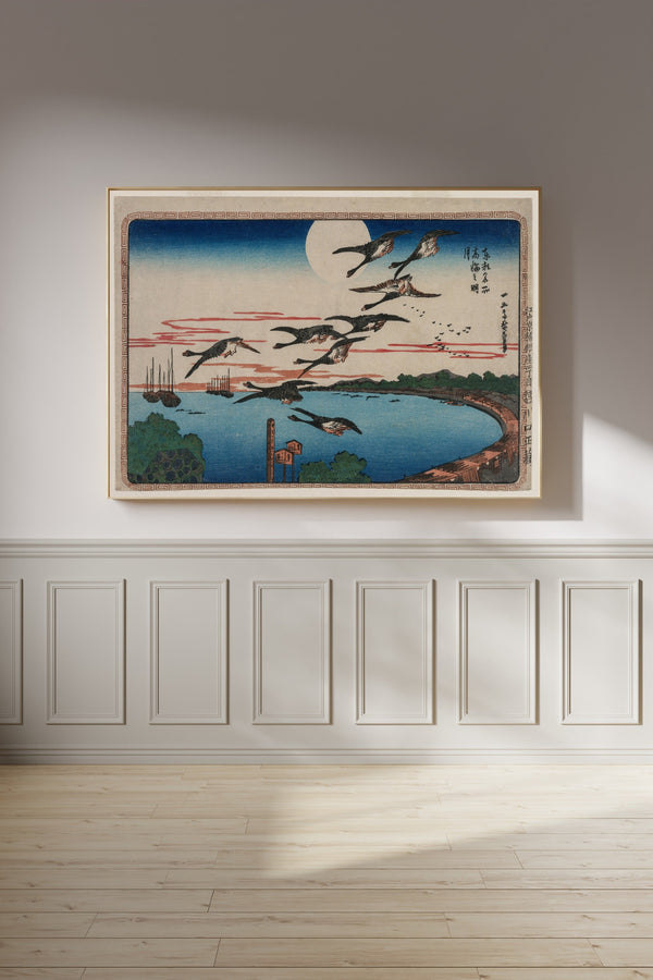 Utagawa Hiroshige — Full Moon over Takanawa | Japanese Woodblock Print (Ukiyo-e)