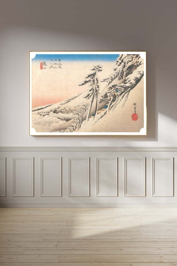 Utagawa Hiroshige — Kameyama, Clear Weather after Snow | Japanese Woodblock Print (Ukiyo-e)