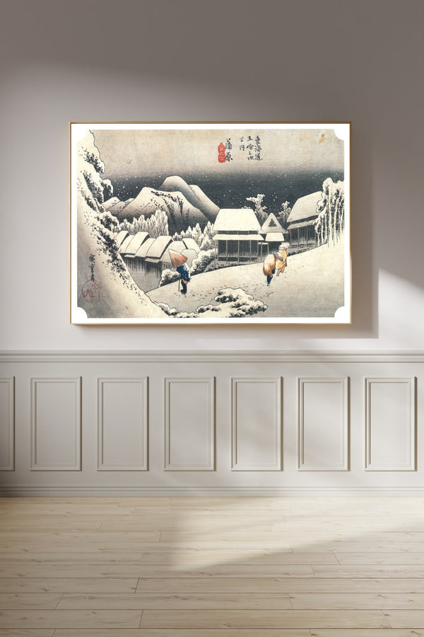 Utagawa Hiroshige — Kanbara: Night Snow | Japanese Woodblock Print (Ukiyo-e)