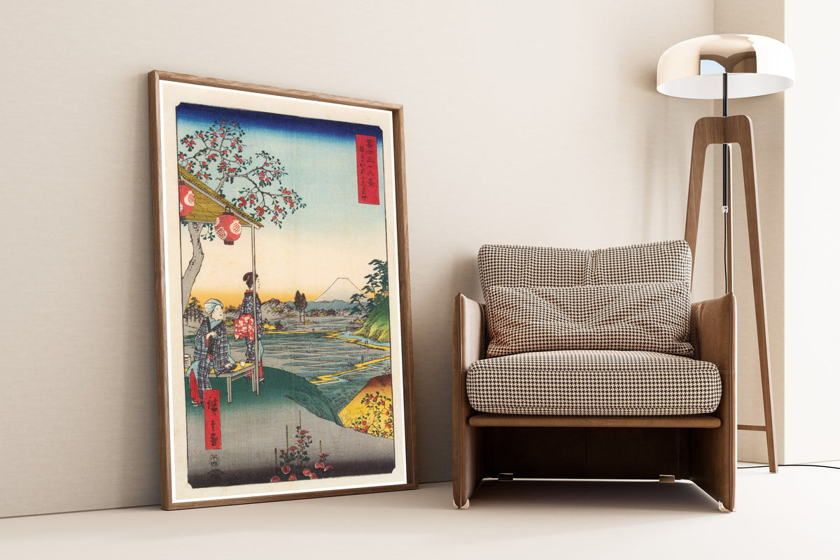 Utagawa Hiroshige — The Teahouse with the View of Mt. Fuji at Zōshigaya | Japanese Woodblock Print (Ukiyo-e) - 9ArtPrints
