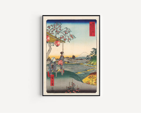Utagawa Hiroshige — The Teahouse with the View of Mt. Fuji at Zōshigaya | Japanese Woodblock Print (Ukiyo-e)