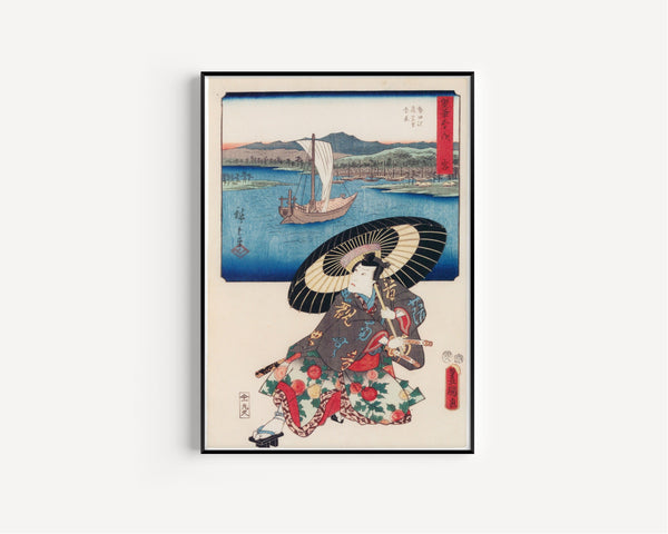 Utagawa Hiroshige & Utagawa Kunisada — Fifty-three Stations by Two Brushes: Miya | Japanese Woodblock Print (Ukiyo-e)