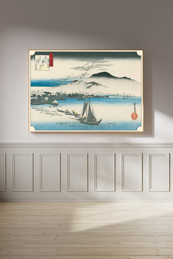 Utagawa Hiroshige — Wild Geese alighting at Katada | Japanese Woodblock Print (Ukiyo-e)