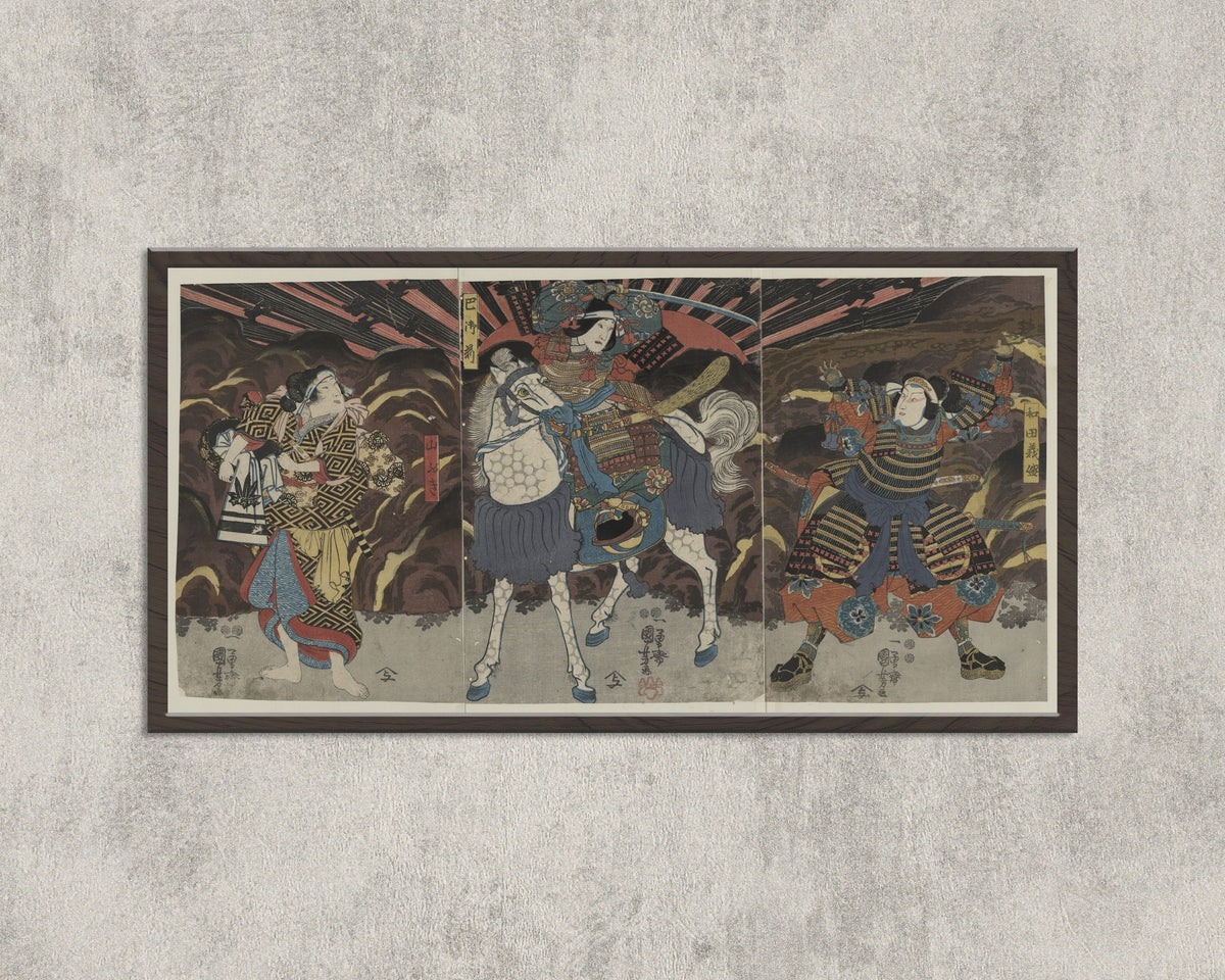 Utagawa Kuniyoshi — Wada Yoshimori, Tomoe Gozen and Yamabuki | Japanese Woodblock Print (Ukiyo-e) - 9ArtPrints