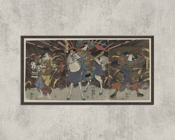 Utagawa Kuniyoshi — Wada Yoshimori, Tomoe Gozen and Yamabuki | Japanese Woodblock Print (Ukiyo-e)