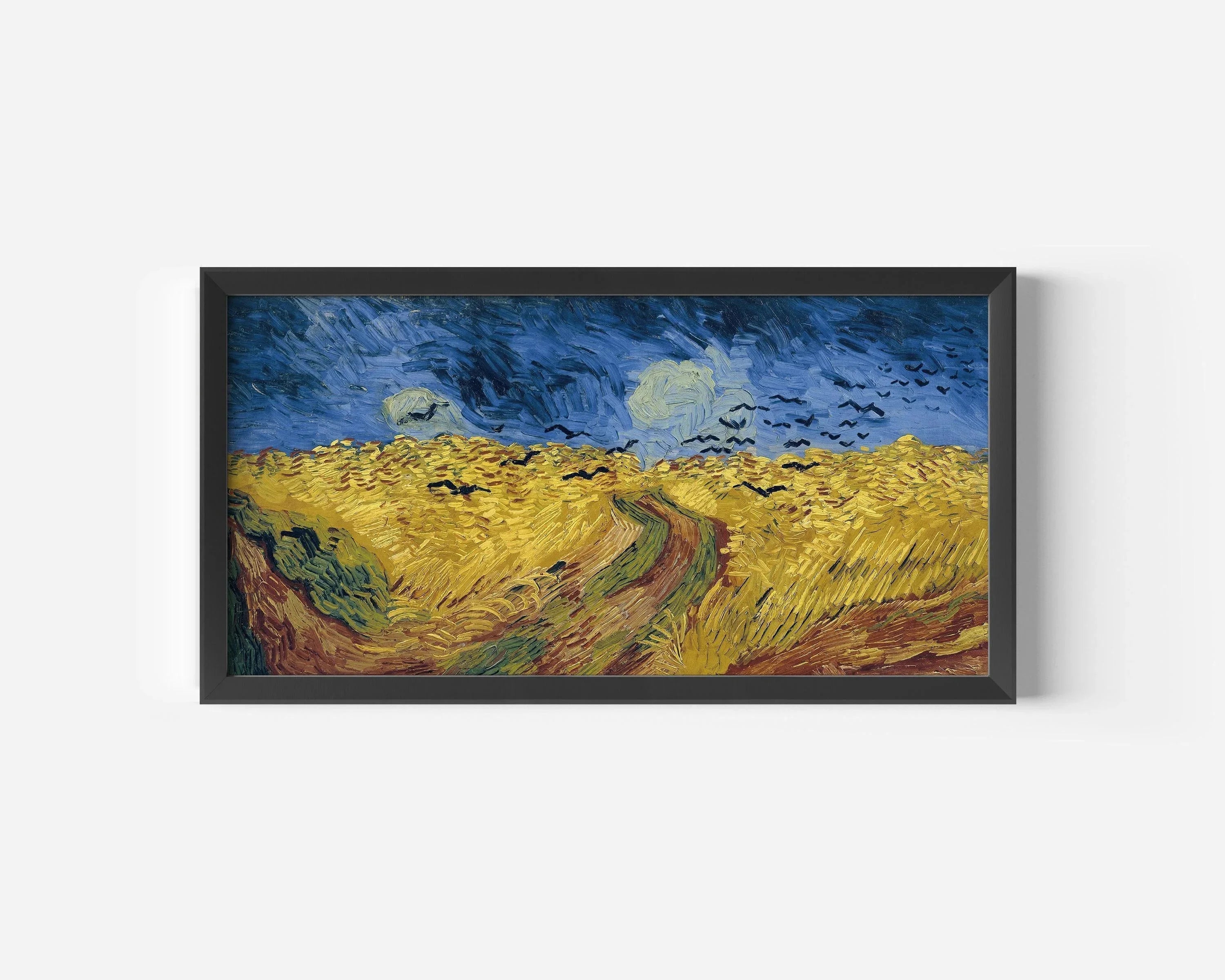 Van Gogh Wheatfield with Crows Print: Vintage Panoramic Art, Handframed Option (2x1) - 9ArtPrints