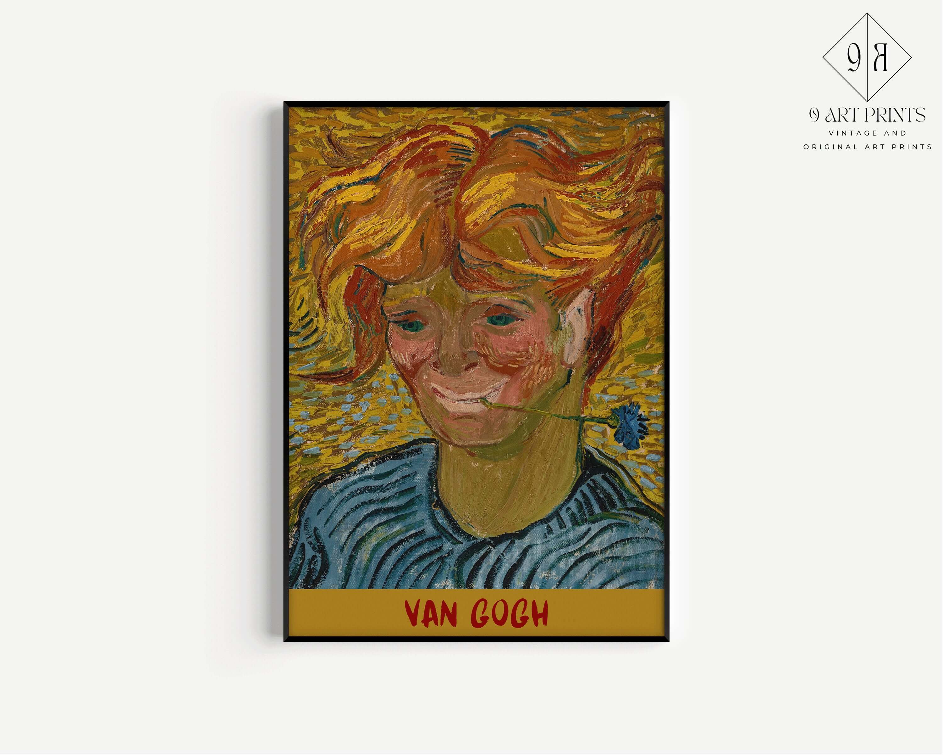 Vincent Van Gogh Poster - Young Man with Cornflower (available framed or unframed) - 9ArtPrints