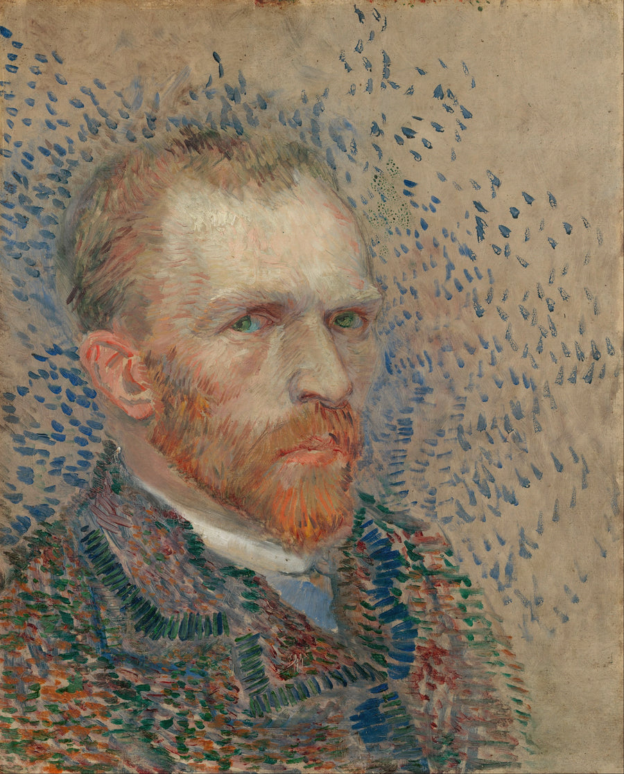 Vincent van Gogh — Self-Portrait (1887) | Fine Art Print shown to scale on a wall above a sofa