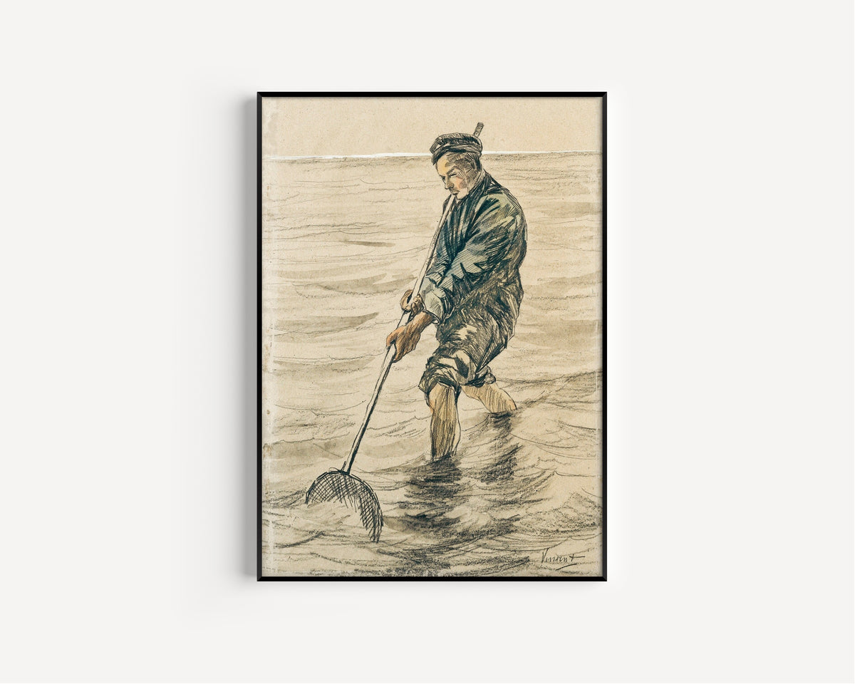 Vincent Van Gogh - The Shell Fisherman | Vintage Sketch Art (available handframed or unframed) - 9ArtPrints