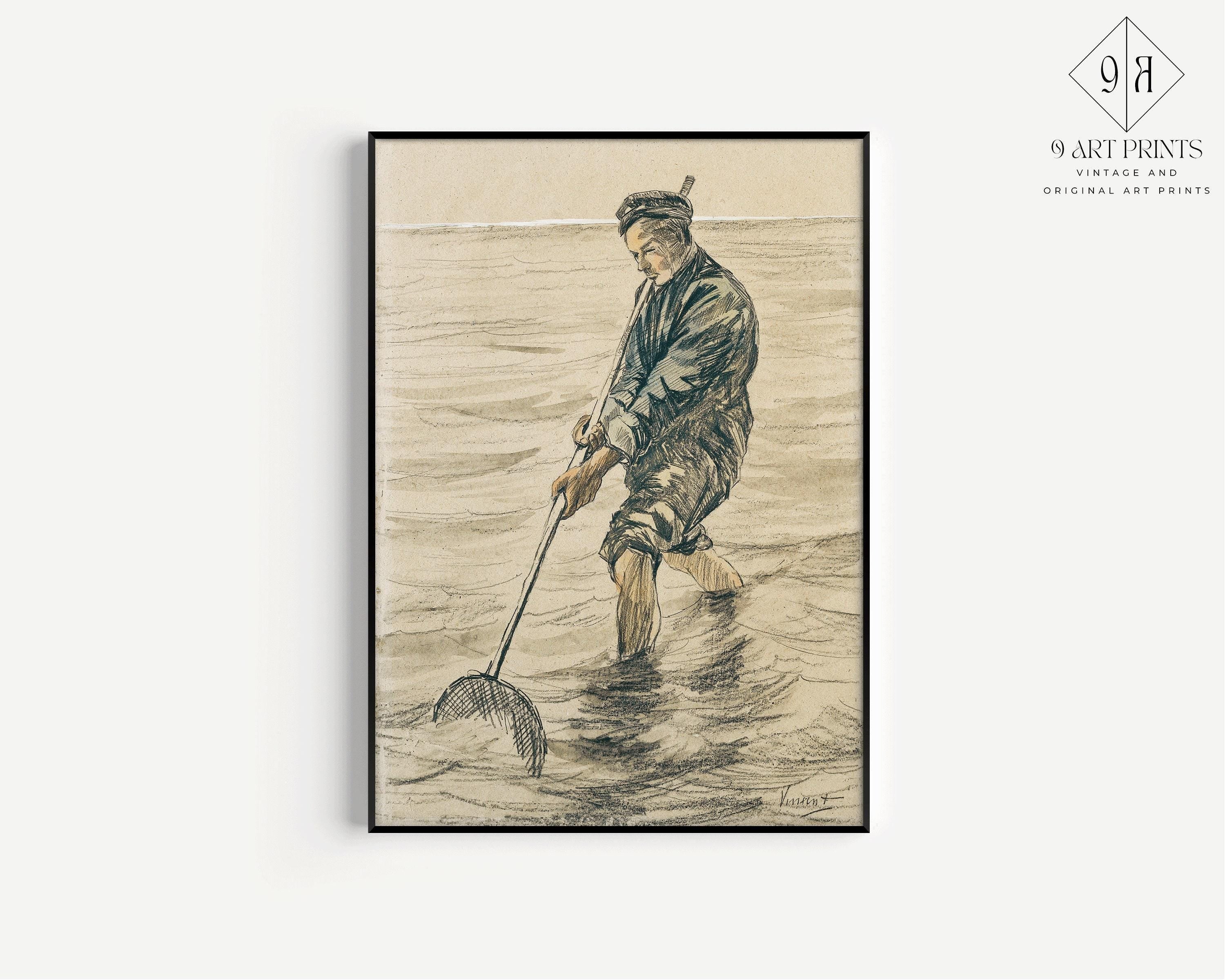 Vincent Van Gogh - The Shell Fisherman | Vintage Sketch Art (available handframed or unframed) - 9ArtPrints