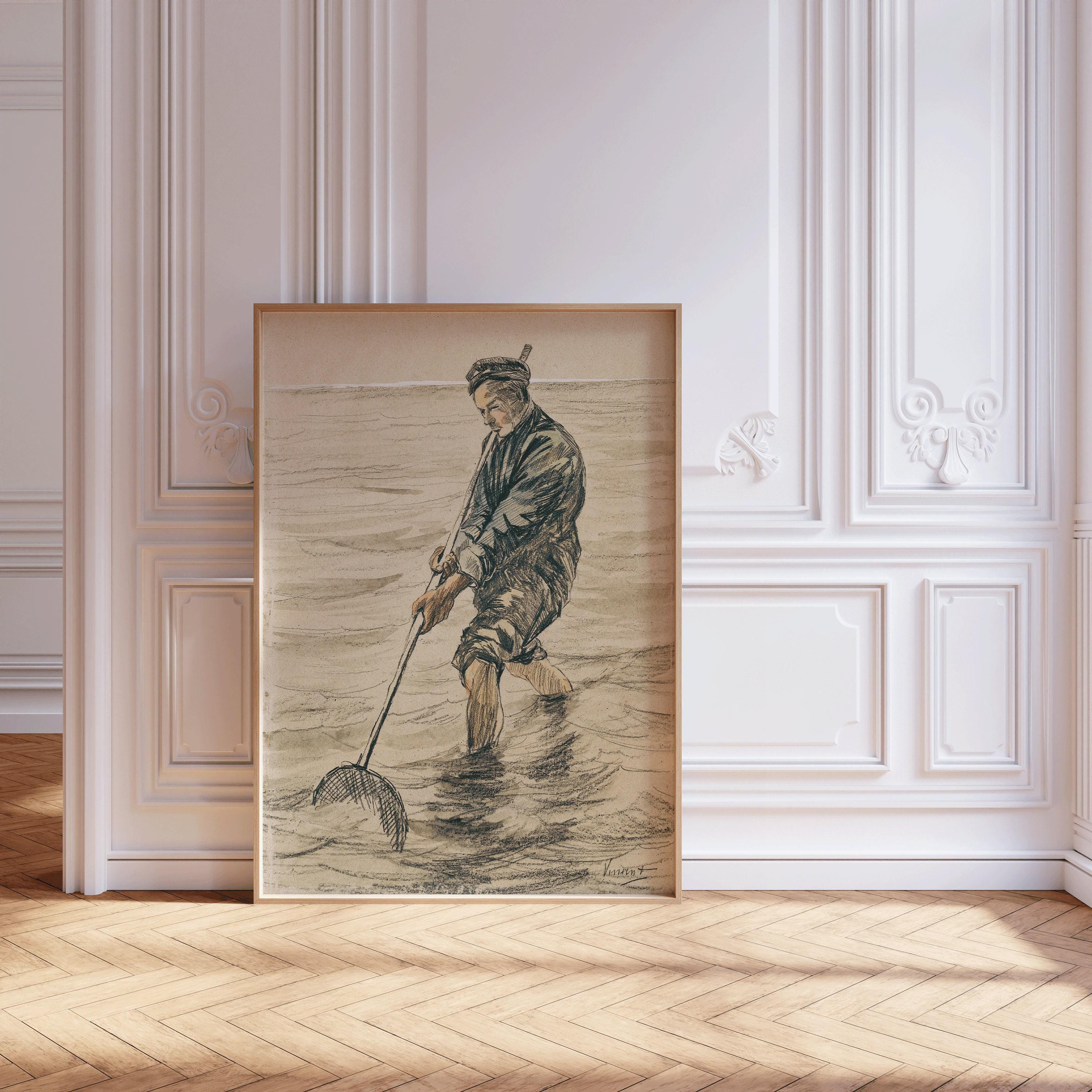 Vincent Van Gogh - The Shell Fisherman | Vintage Sketch Art (available handframed or unframed) - 9ArtPrints