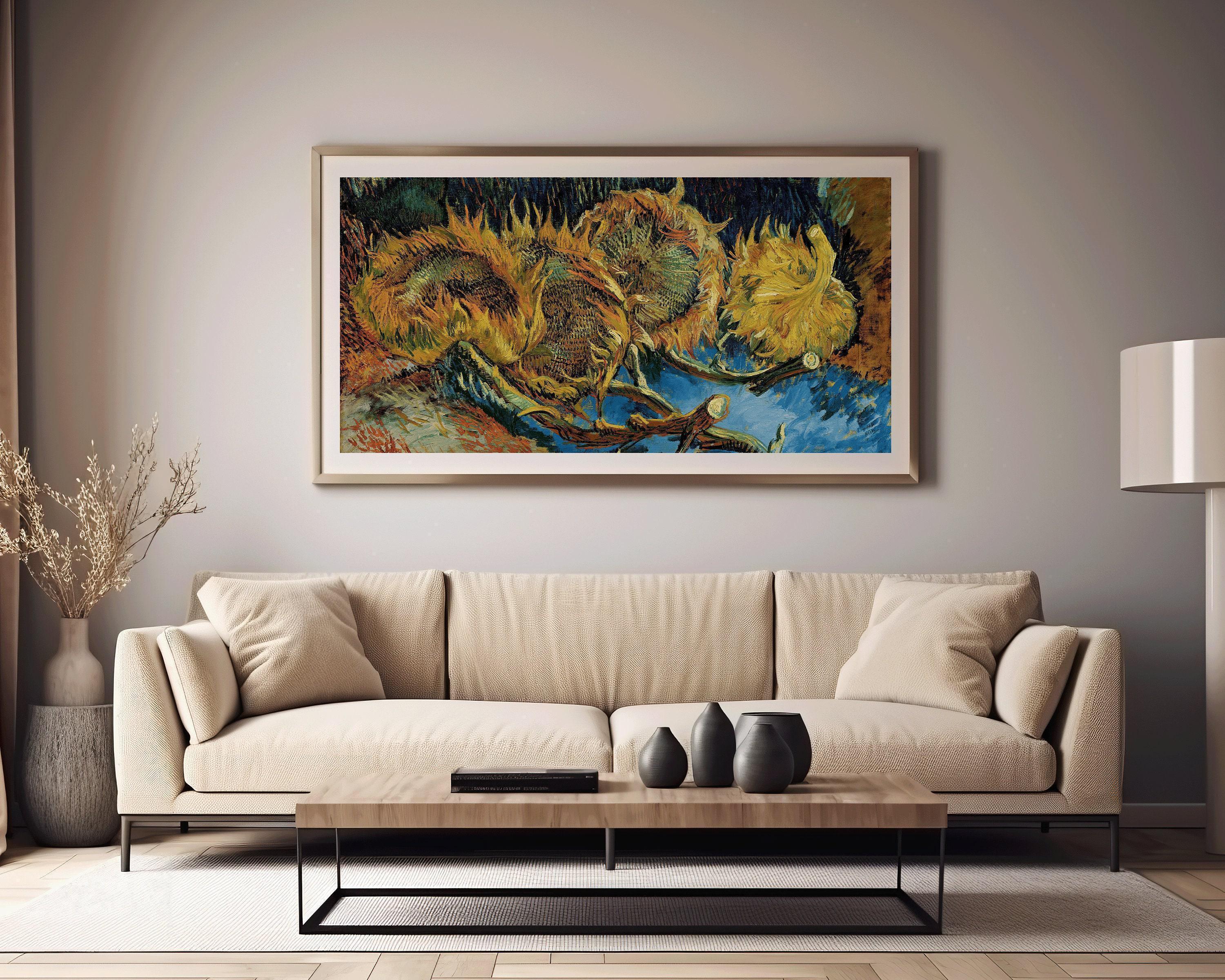 Vincent Van Gogh – Three Sunflowers Gone to Seed | Vintage Impressionist Wide Panoramic Art (available handframed or unframed) 2x1 - 9ArtPrints