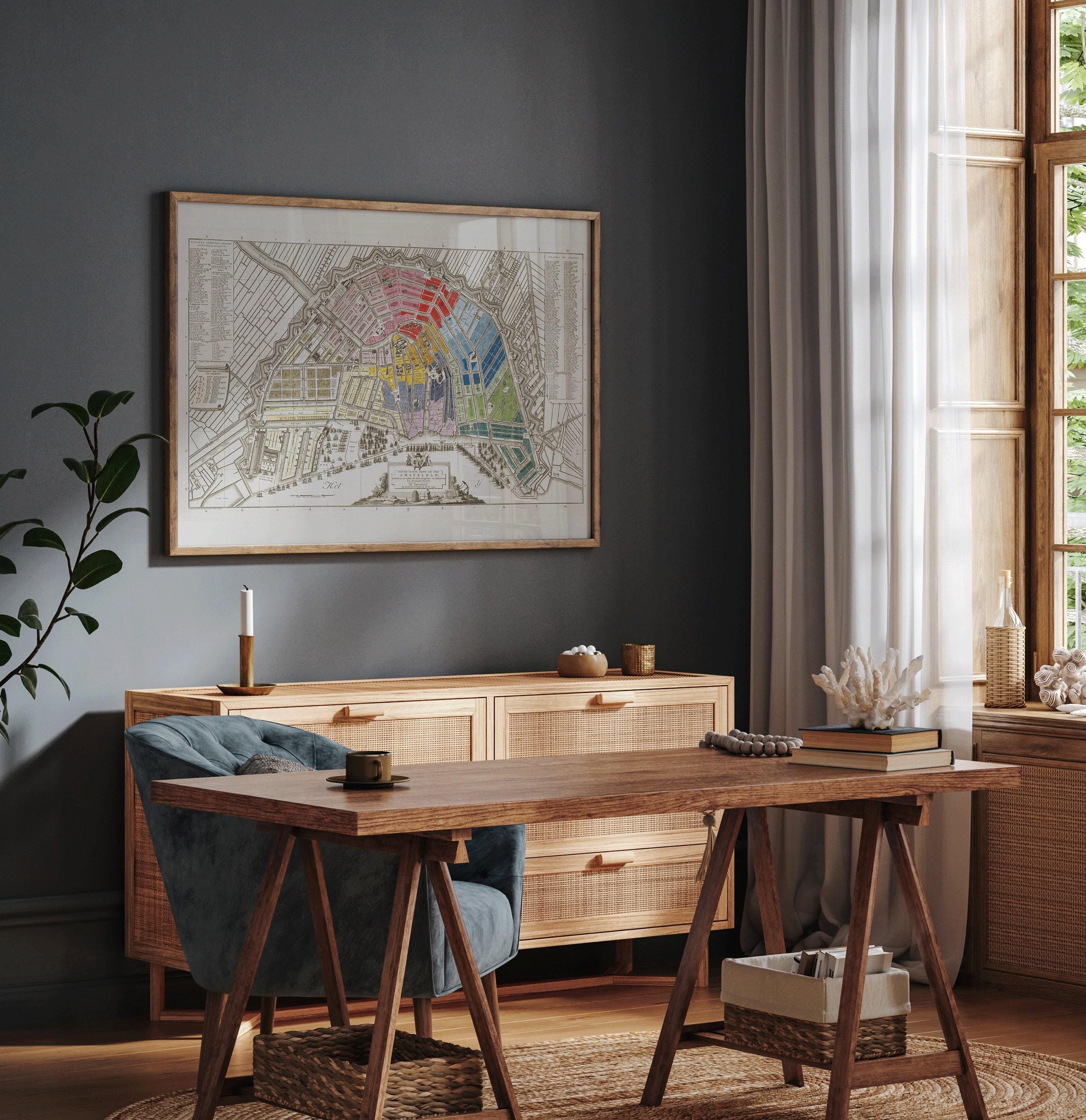 Vintage Amsterdam Map Print (available handframed or unframed) - 9ArtPrints
