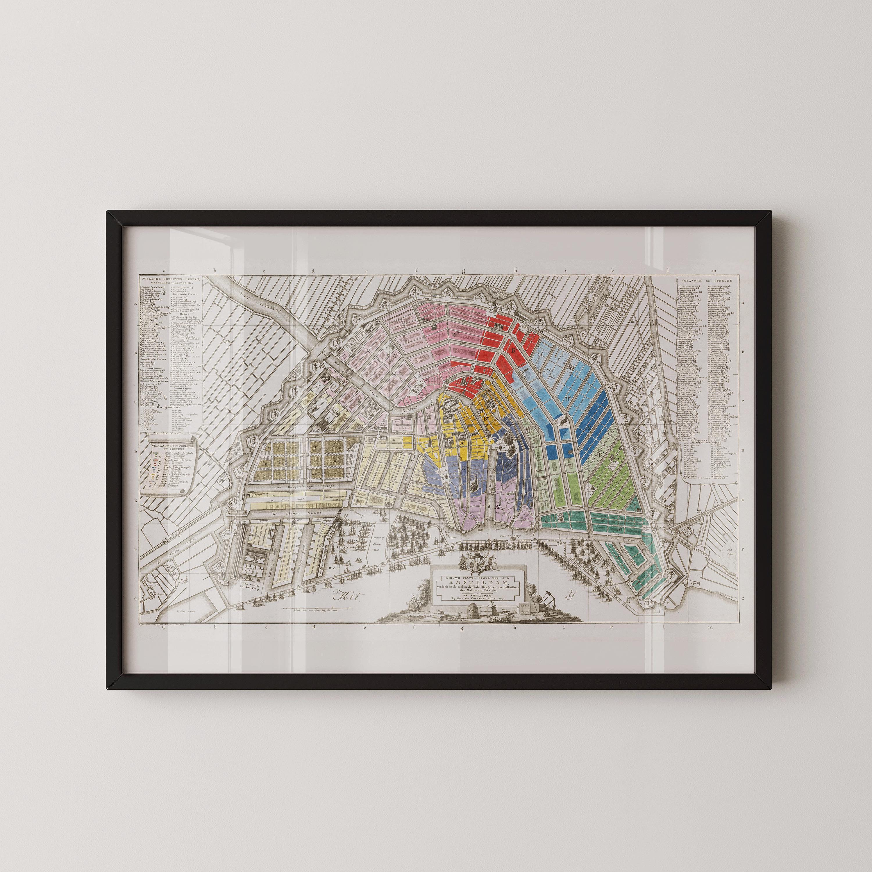 Vintage Amsterdam Map Print (available handframed or unframed) - 9ArtPrints