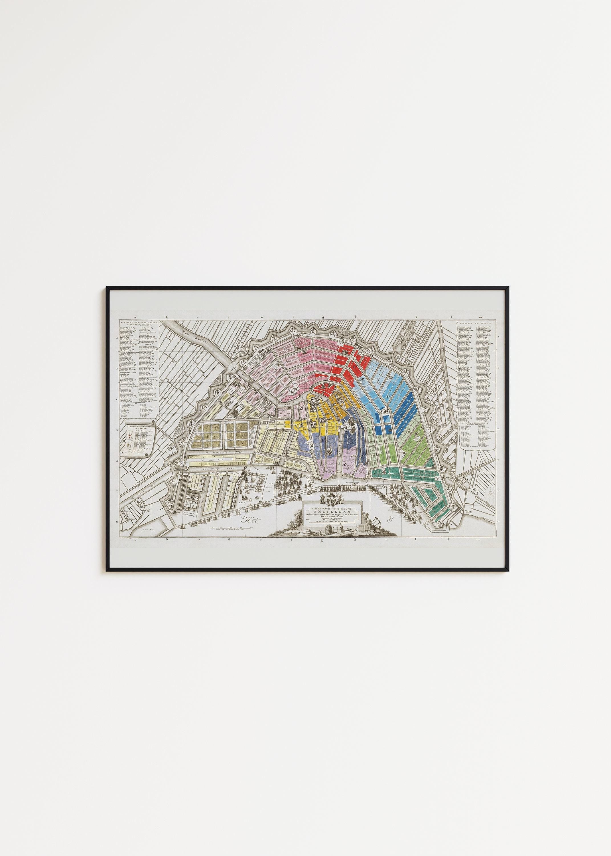 Vintage Amsterdam Map Print (available handframed or unframed) - 9ArtPrints