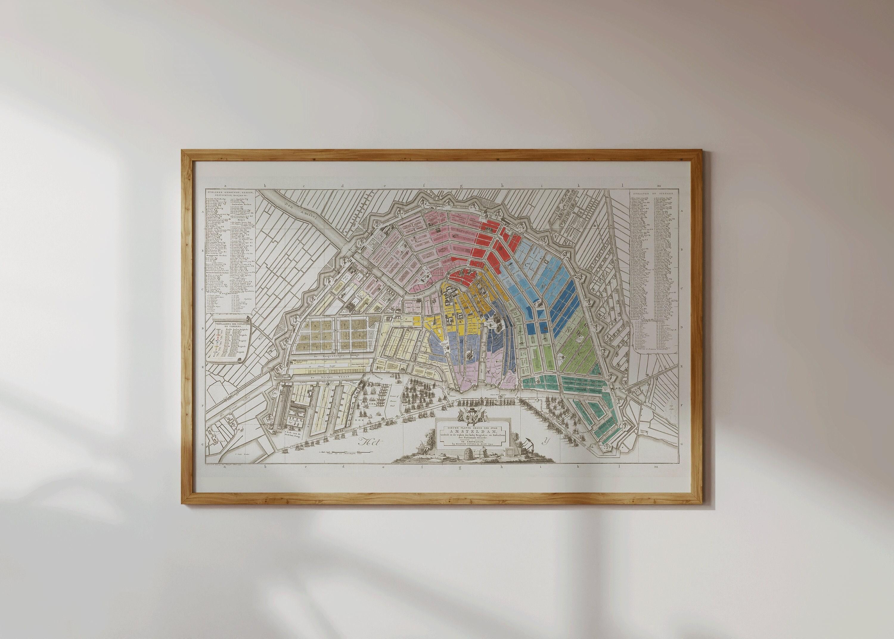 Vintage Amsterdam Map Print (available handframed or unframed) - 9ArtPrints