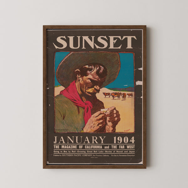 Maynard Dixon — Sunset Magazine Cowboy (January 1904) | Vintage Western Print