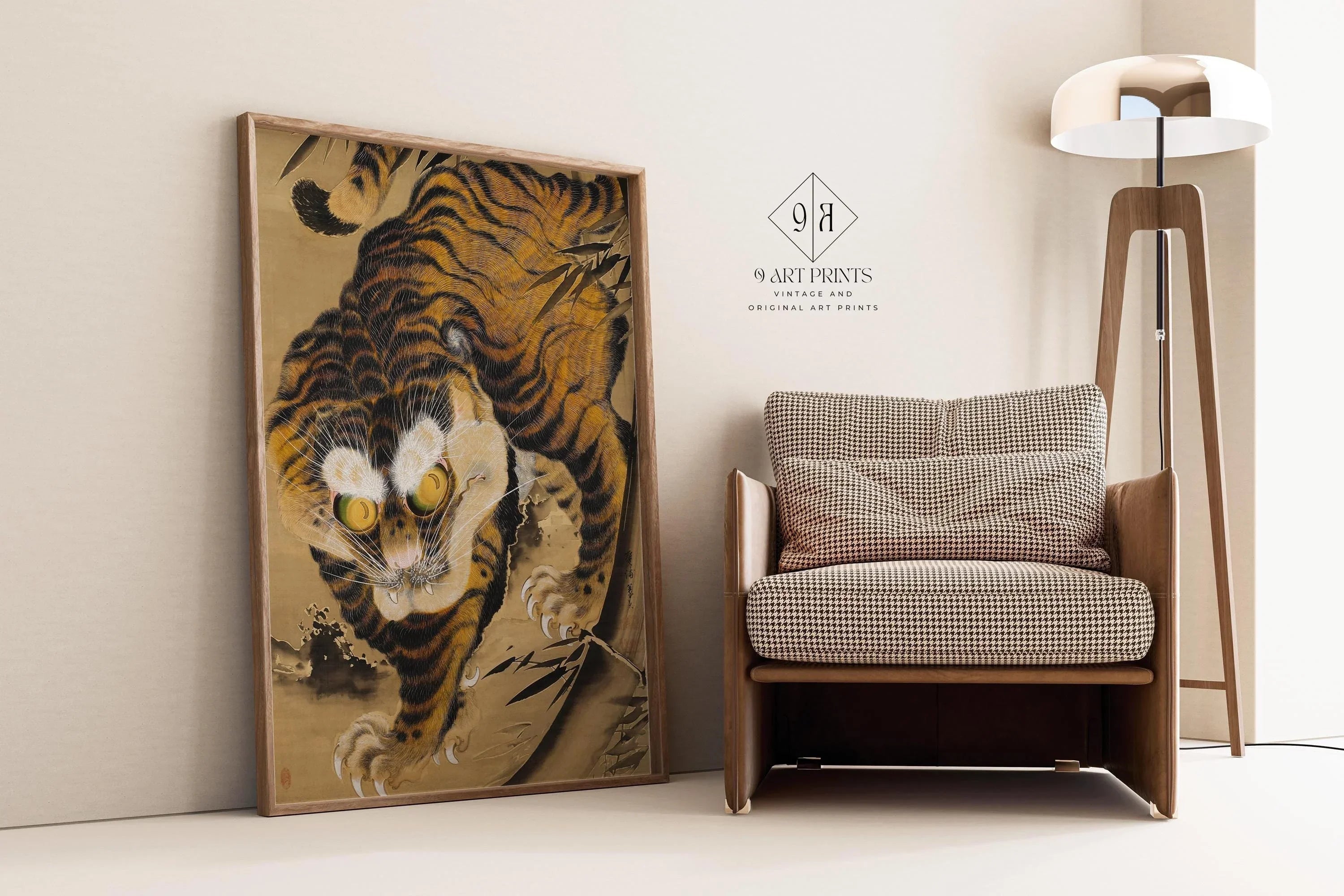 Vintage Japanese Tiger Art Print: Katayama Yokoku Woodblock, Giclee on Hahnemuhle Paper (Available Framed) - 9ArtPrints