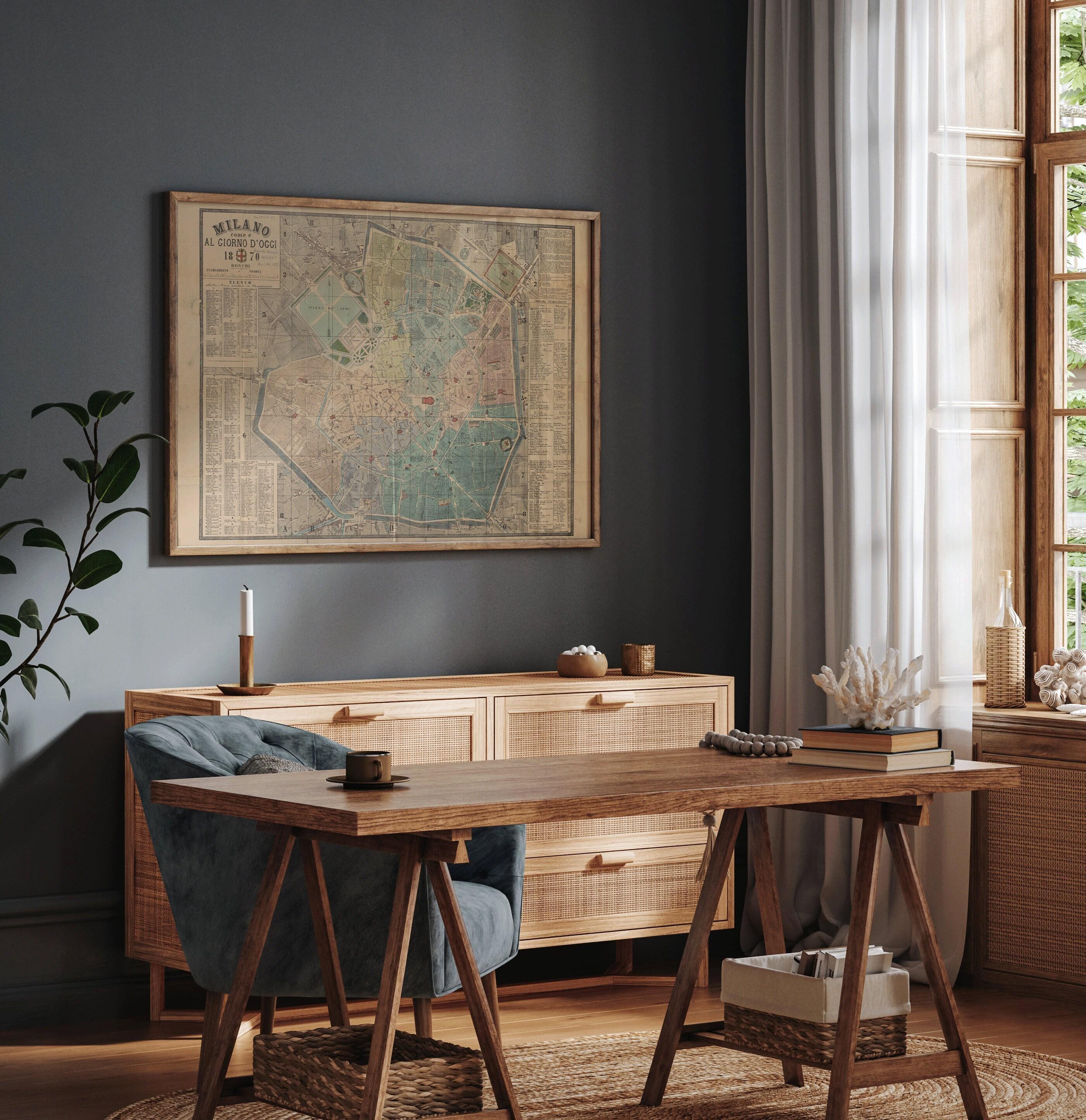 Vintage Milan Italy Map Print (available handframed or unframed) - 9ArtPrints