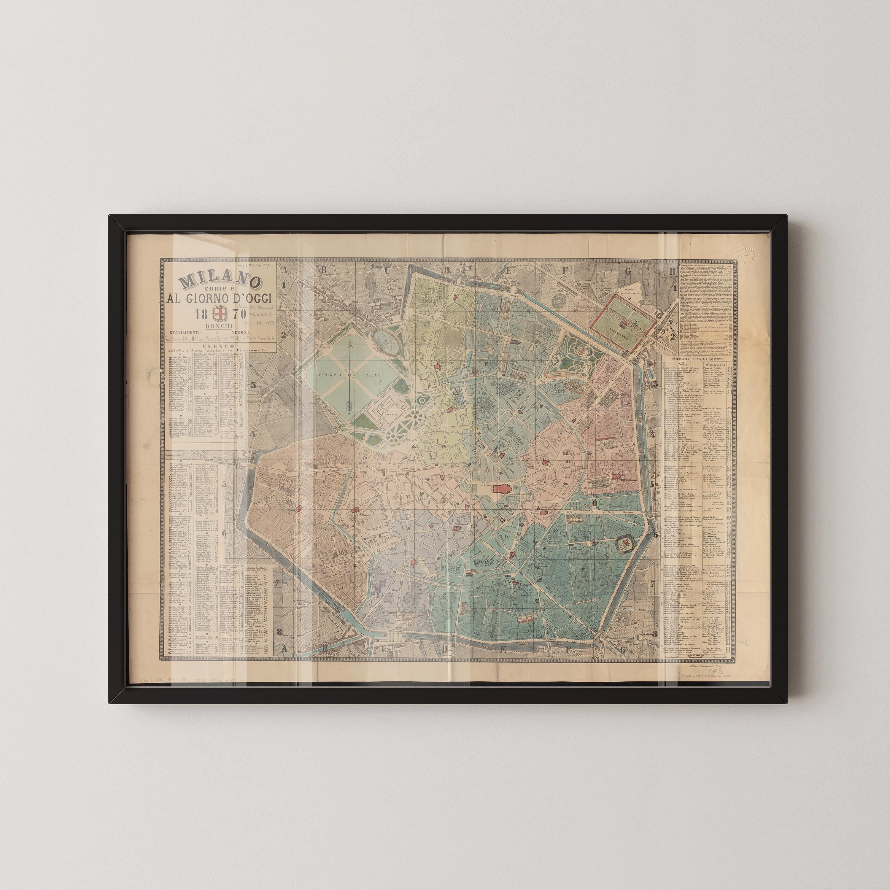 Vintage Milan Italy Map Print (available handframed or unframed) - 9ArtPrints