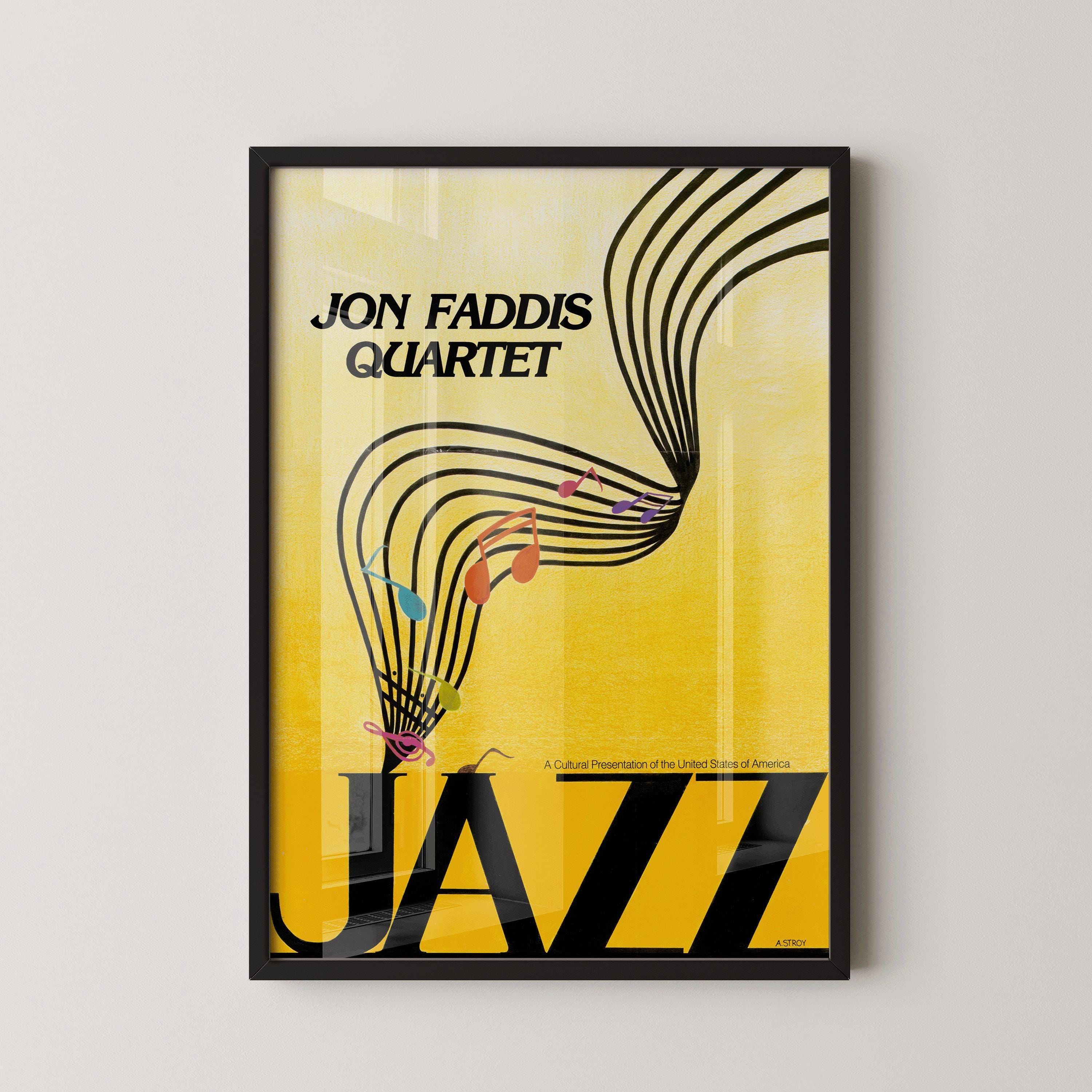 Vintage Music Poster - Jazz (USIA/Jon Faddis Quarter) | Striking Yellow | Available handframed or unframed - 9ArtPrints
