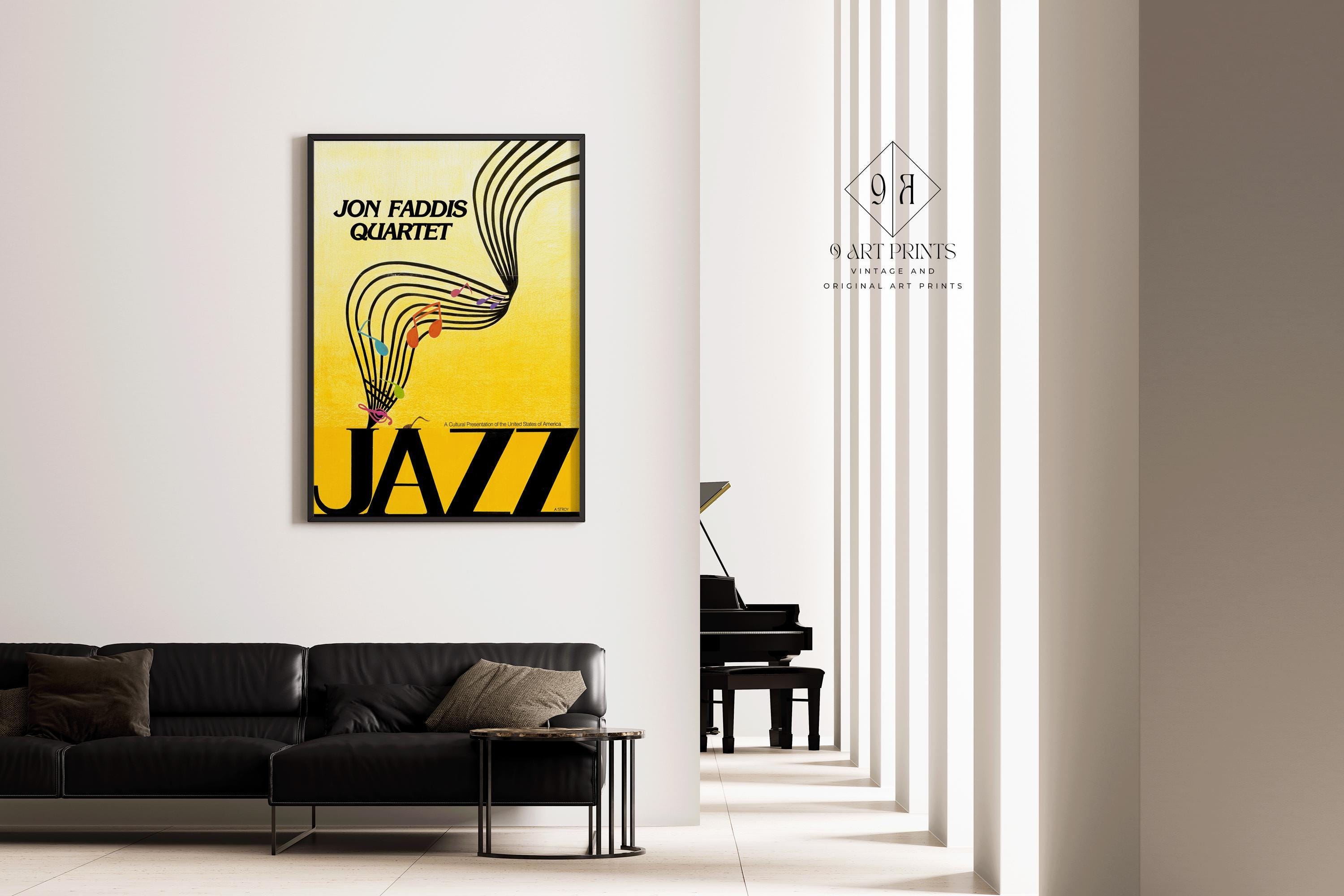 Vintage Music Poster - Jazz (USIA/Jon Faddis Quarter) | Striking Yellow | Available handframed or unframed - 9ArtPrints