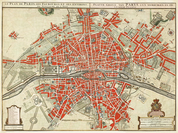 Vintage Paris Map | Antique French City Cartography Print