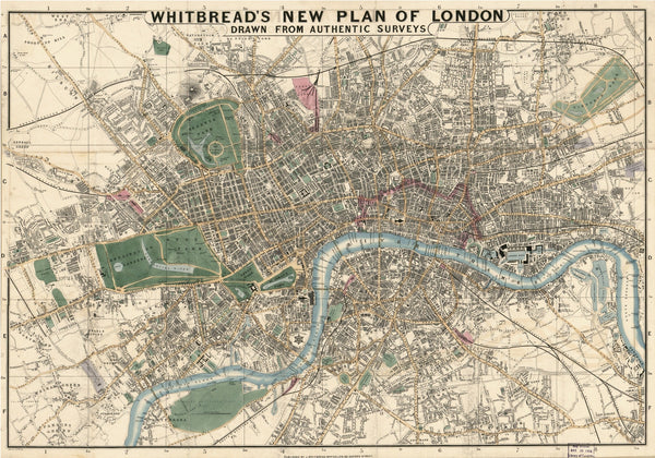Vintage Whitbread's London Map | Antique City Cartography Print
