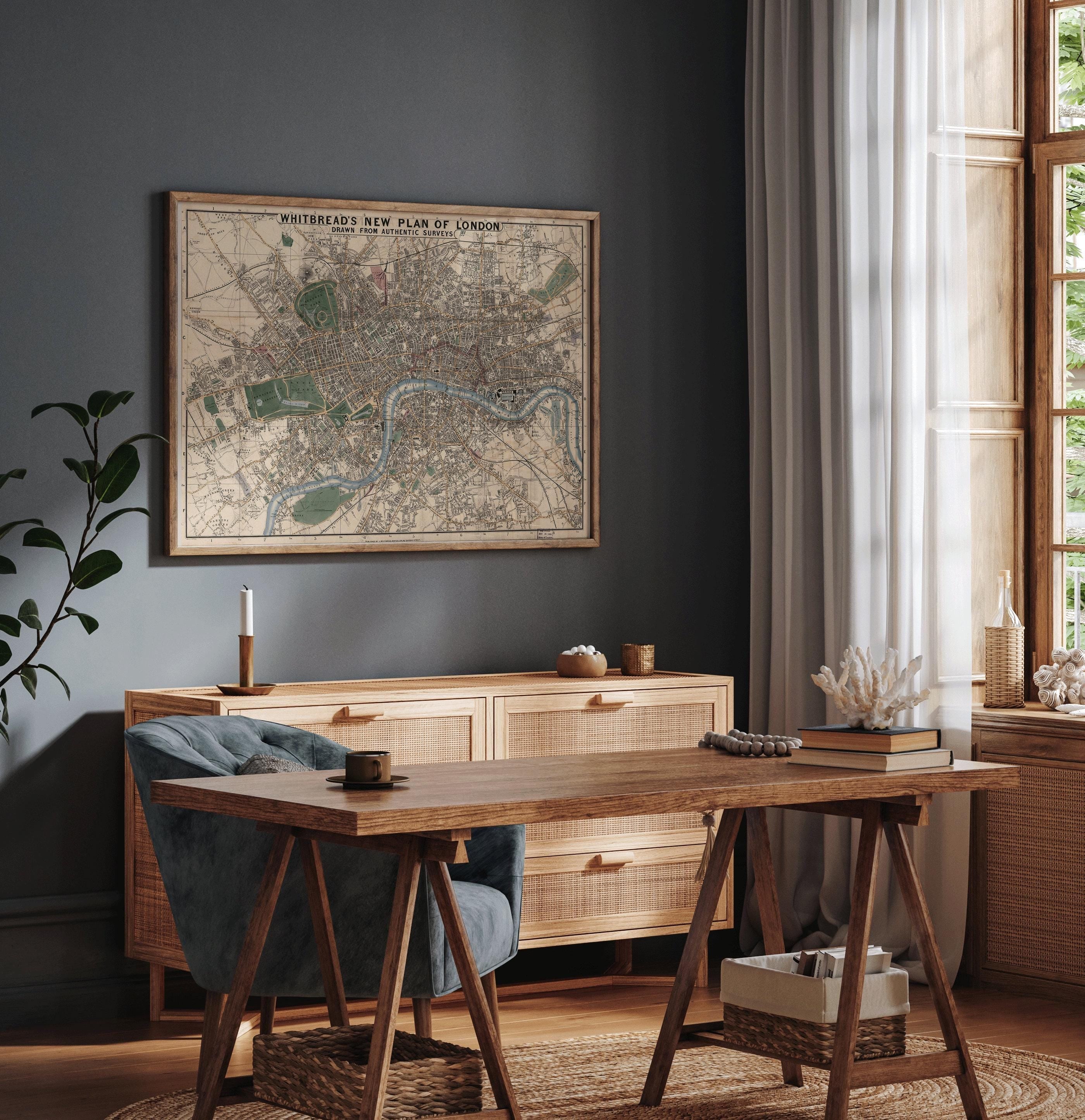 Vintage Whitbread's London Map Print (available handframed or unframed) - 9ArtPrints