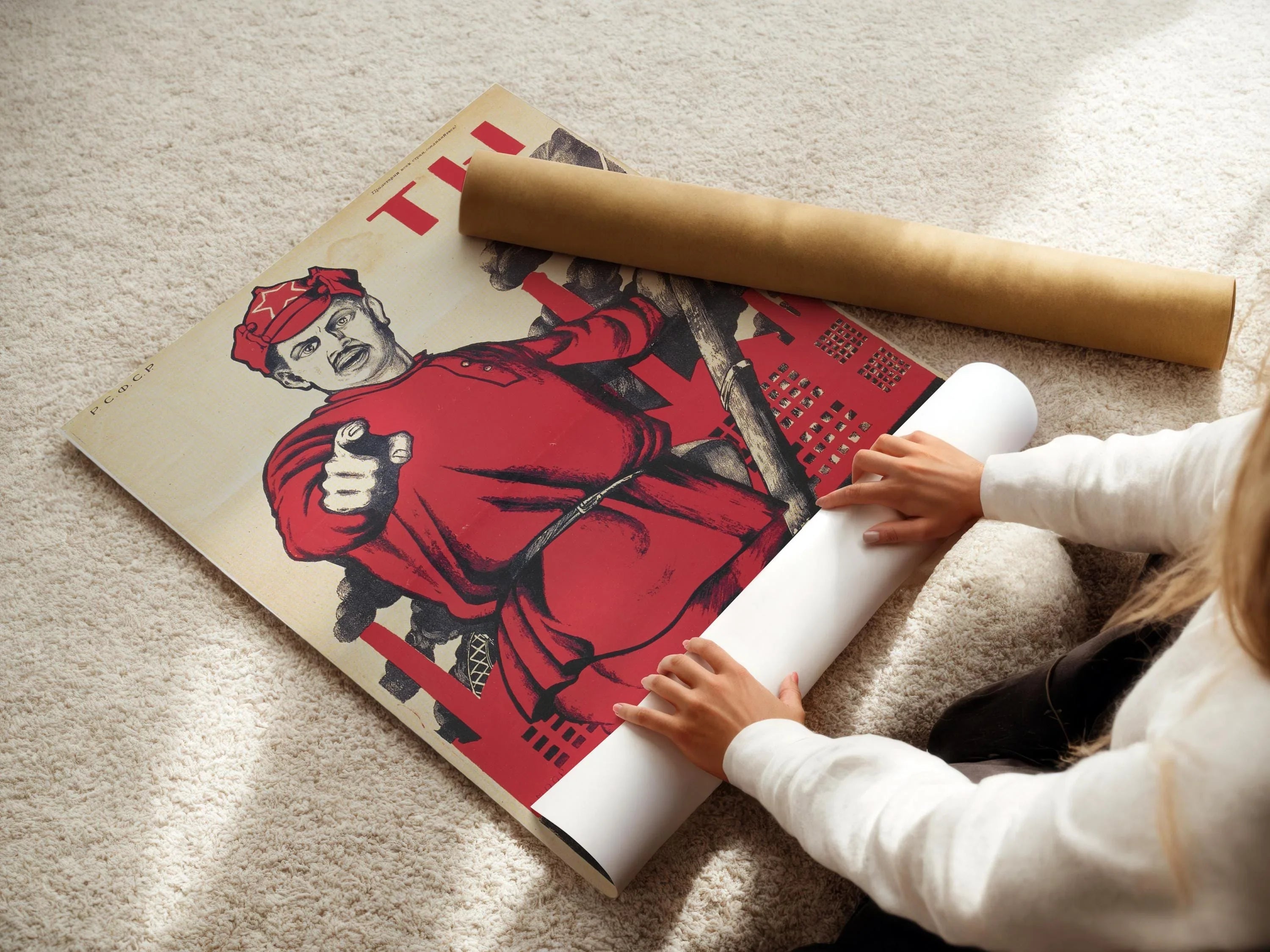 Volunteer ‚Äì Striking Red Soviet Propaganda Poster | Vintage Communist Revolution Print (available framed) - 9ArtPrints