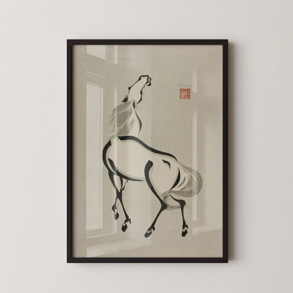 Wakyosai — Horse with Raised Head | Meiji Period Print