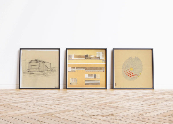 Walter Gropius — Statement Trio | Bauhaus Building Sketches | Architecture Art Print