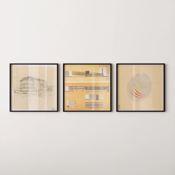 Walter Gropius — Statement Trio | Bauhaus Building Sketches | Architecture Art Print