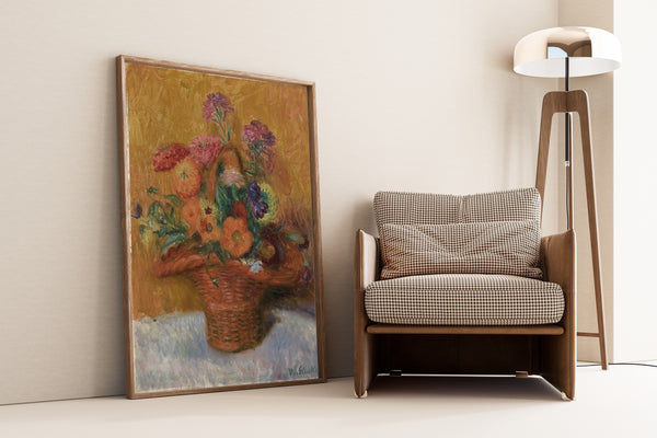 William Glackens — Red Basket of Zinnias | Fine Art Print