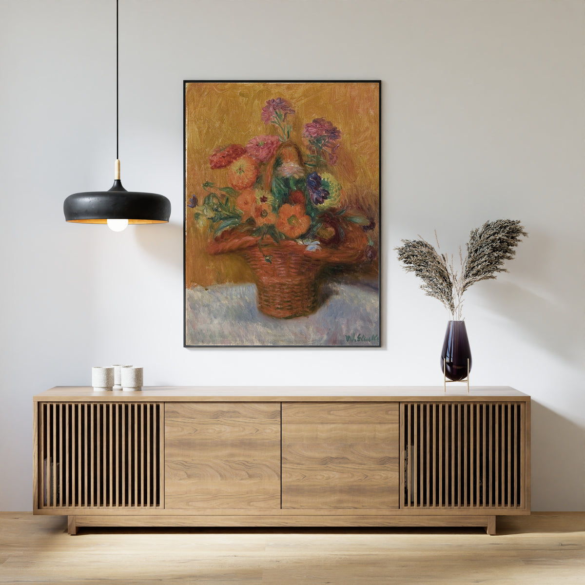 William Glackens — Red Basket of Zinnias | Fine Art Print