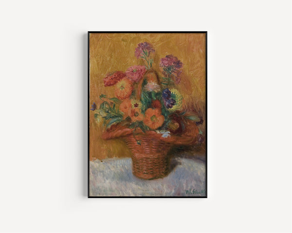 William Glackens — Red Basket of Zinnias | Fine Art Print