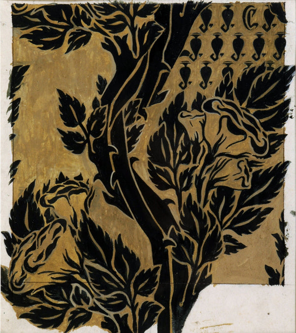 William Morris — Botanical Pattern (Black on Gold) | Art Print