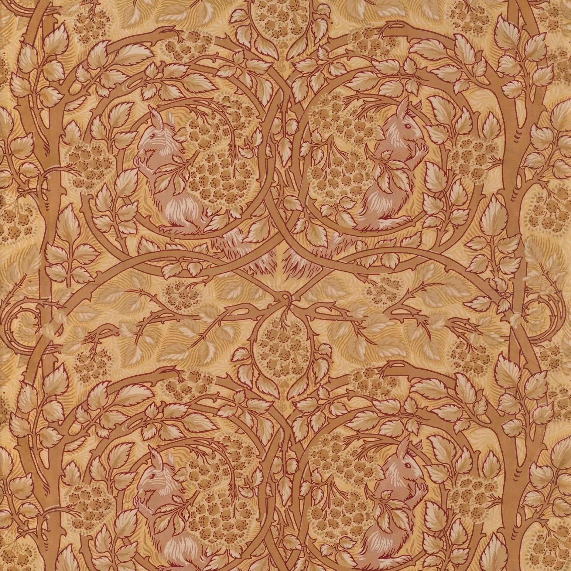 William Morris Bramble & Squirrels Art Print: Vintage Botanical Pattern (1x1) - 9ArtPrints