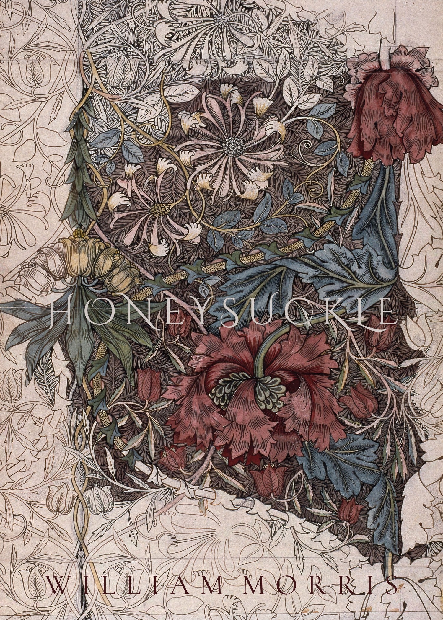 William Morris — Honeysuckle | Botanical Art Print - 9ArtPrints