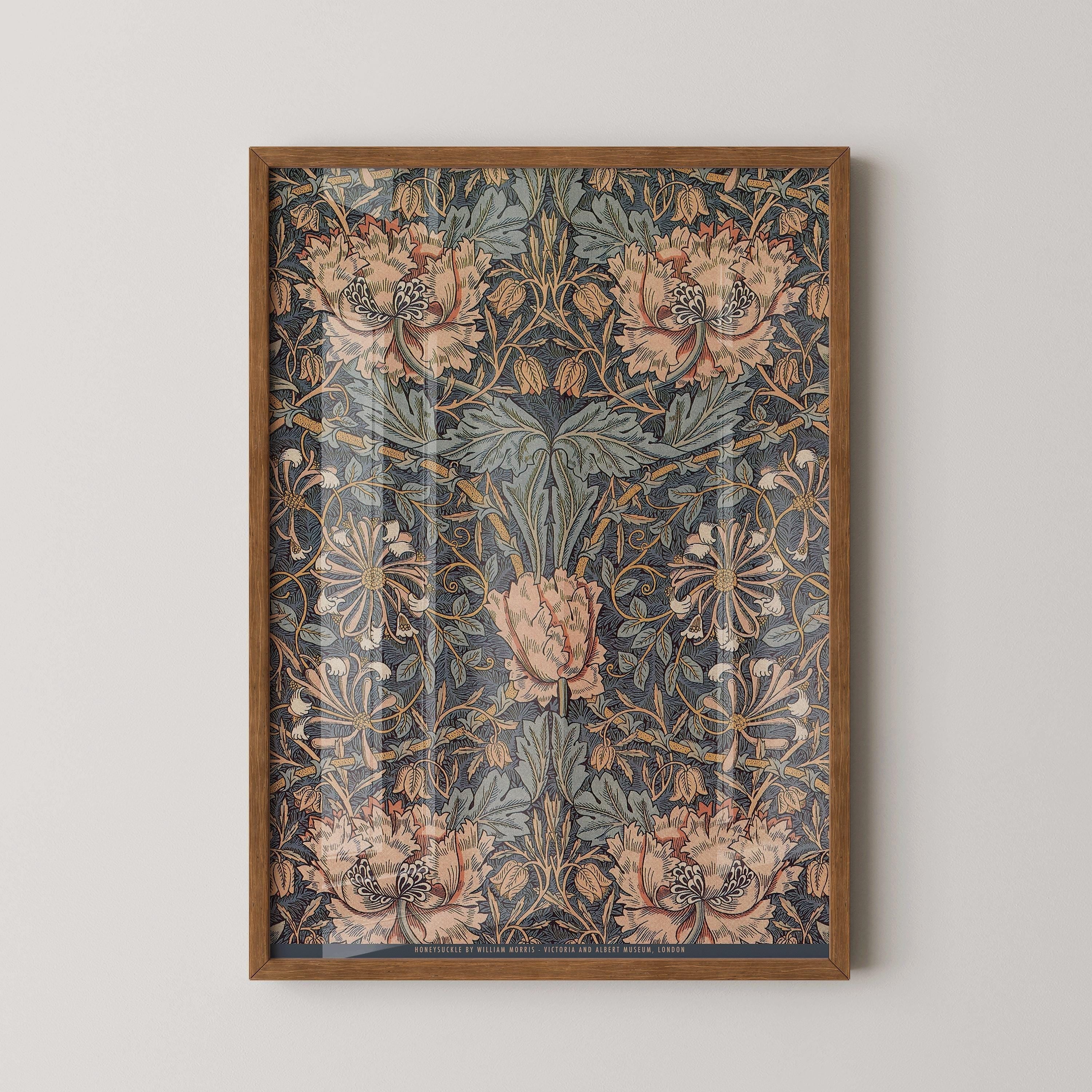 William Morris - Honeysuckle Brown PREMIUM GICLÉE PRINT | Vintage Botanical Pattern Poster (available handframed or unframed) - 9ArtPrints