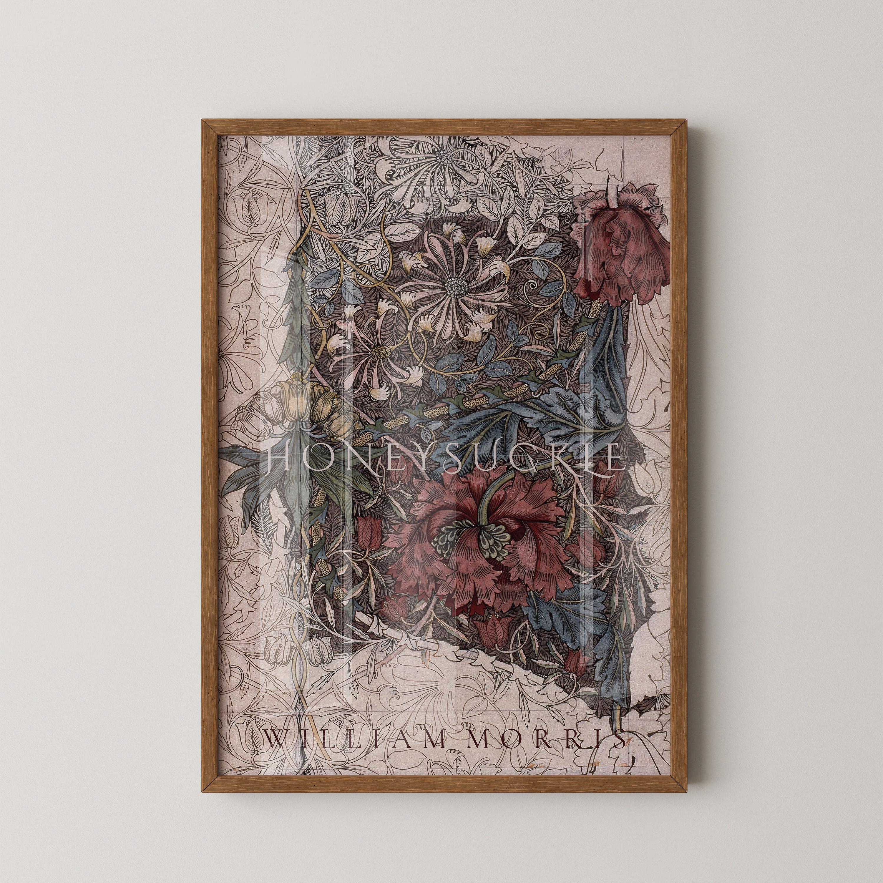 William Morris - Honeysuckle Red PREMIUM GICLÉE PRINT | Vintage Botanical Pattern Poster (available handframed or unframed) - 9ArtPrints